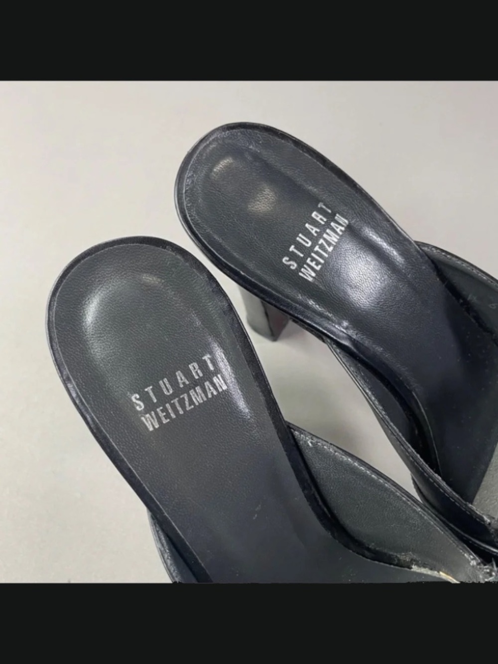 Stuart Weitzman Shoes Womens 8 black leather loafer heels horse bit slip on - Picture 6 of 12